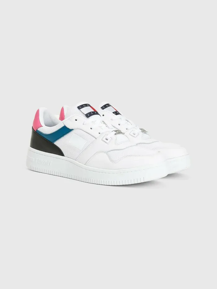Tommy Hilfiger Leather Basketball Trainers Petrol Womens Flat Shoes Near Me
