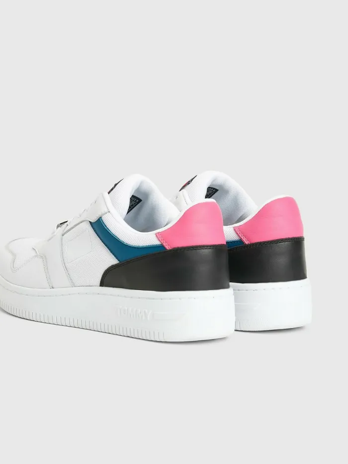 Tommy Hilfiger Leather Basketball Trainers Petrol Womens Flat Shoes Near Me