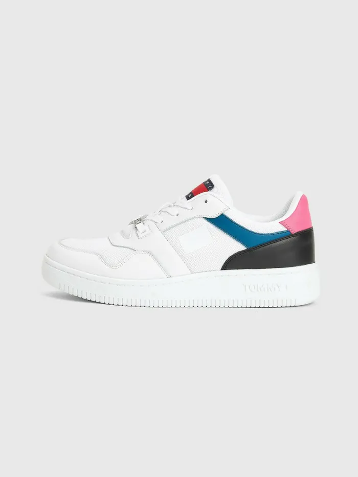 Tommy Hilfiger Leather Basketball Trainers Petrol Womens Flat Shoes Near Me