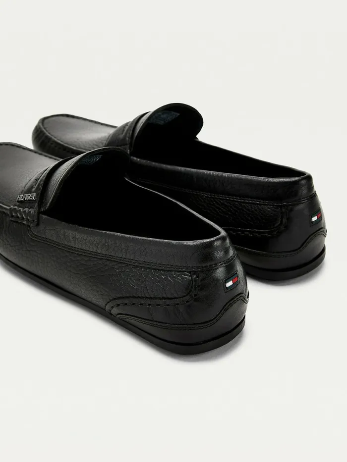 Tommy Hilfiger Leather Driver Shoes Black Mens Formal Shoes and Brogues On Sale