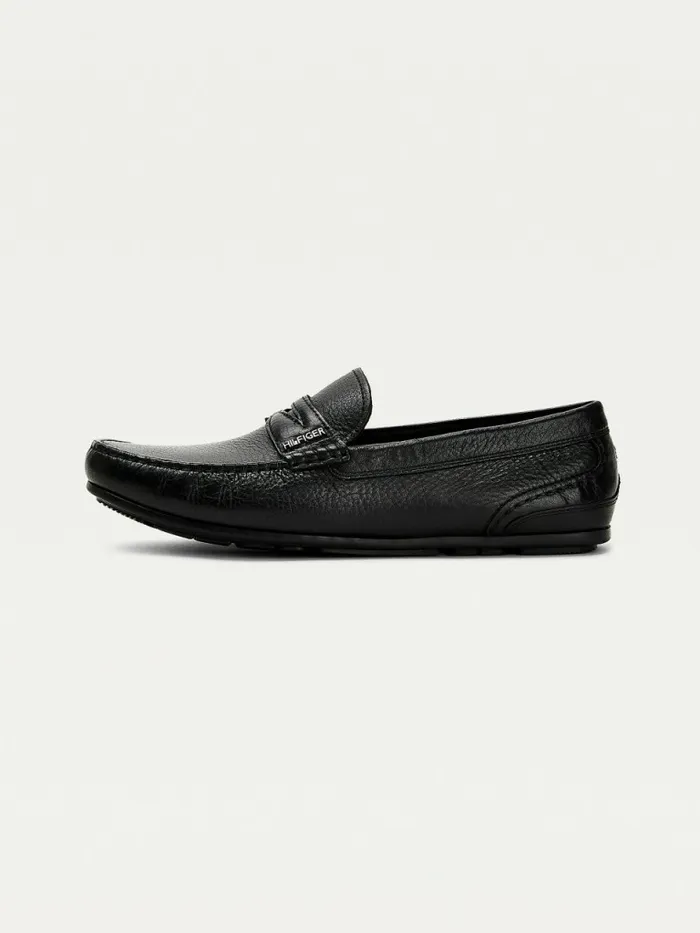 Tommy Hilfiger Leather Driver Shoes Black Mens Formal Shoes and Brogues On Sale