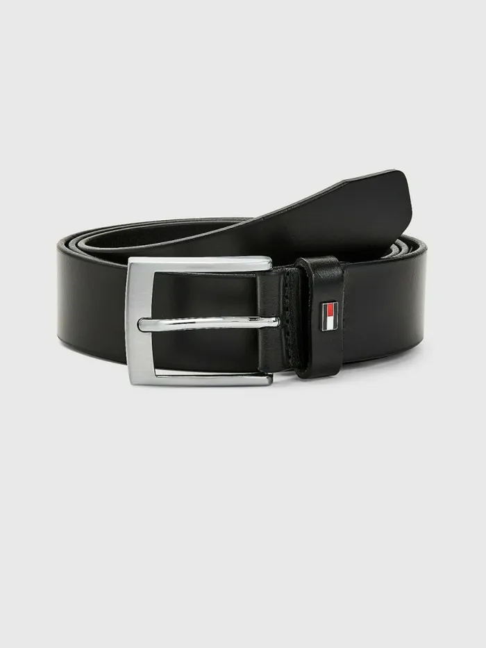 Tommy Hilfiger Leather Flag Belt Black Mens Belts Online