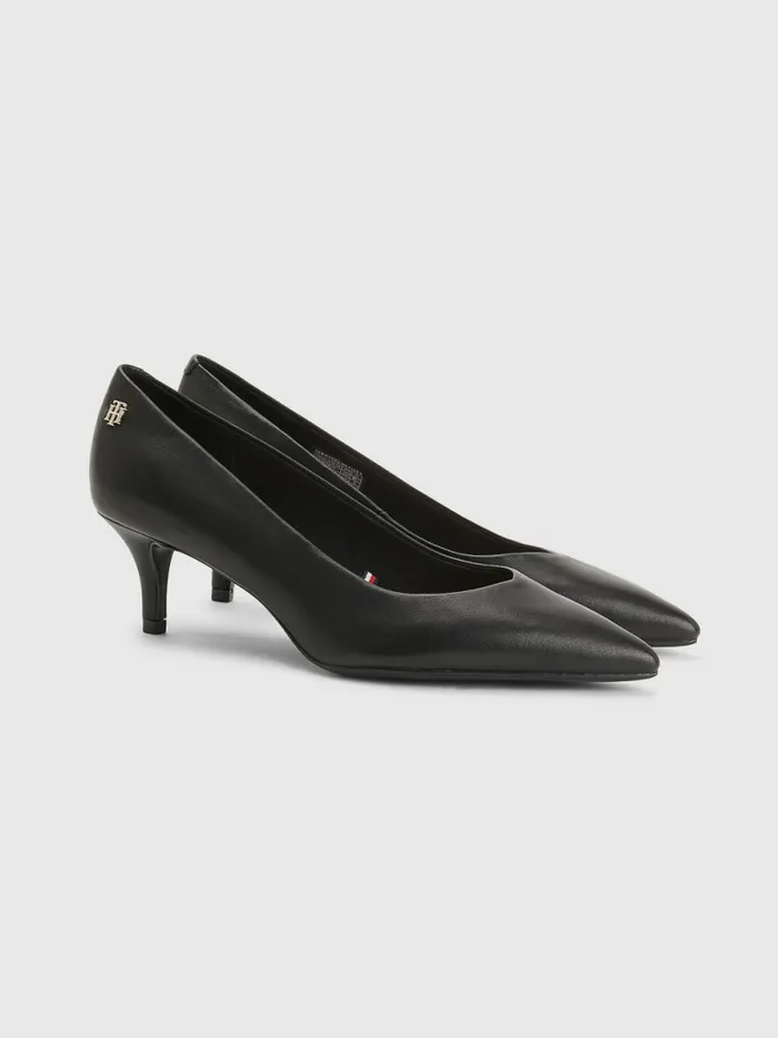 Tommy Hilfiger Leather Mid Heel Pumps Black Womens Pumps Cheap On Sale