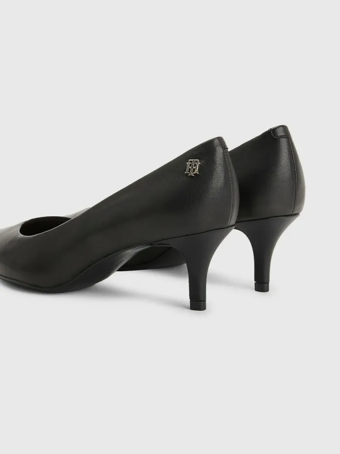 Tommy Hilfiger Leather Mid Heel Pumps Black Womens Pumps Cheap On Sale