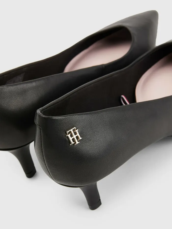 Tommy Hilfiger Leather Mid Heel Pumps Black Womens Pumps Cheap On Sale