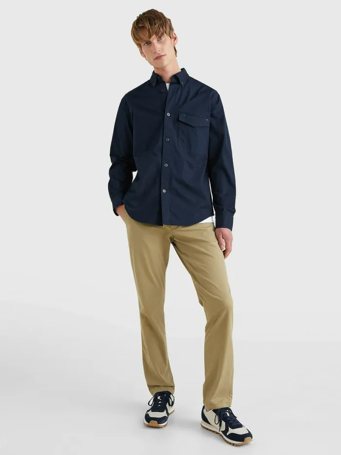 Tommy Hilfiger Lightweight Twill Overshirt Desert Sky Mens Shirts Gift for Friend