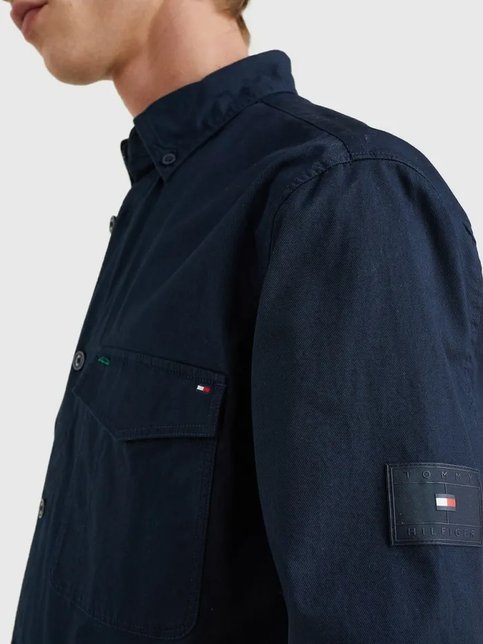 Tommy Hilfiger Lightweight Twill Overshirt Desert Sky Mens Shirts Gift for Friend