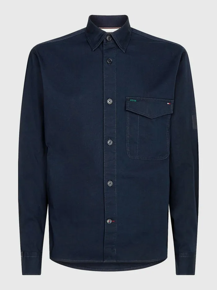 Tommy Hilfiger Lightweight Twill Overshirt Desert Sky Mens Shirts Gift for Friend