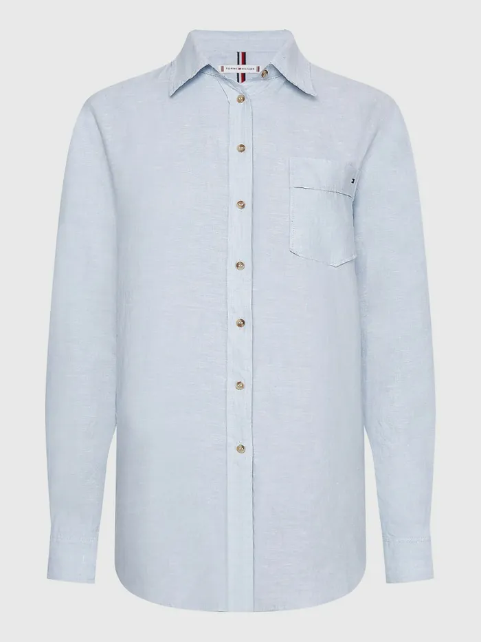 Tommy Hilfiger Linen Longline Relaxed Fit Shirt Breezy Blue Womens Shirts and Blouses Online Tommy Hilfiger Linen Longline Relaxed Fit Shirt Breezy Blue Womens Shirts and Blouses Online