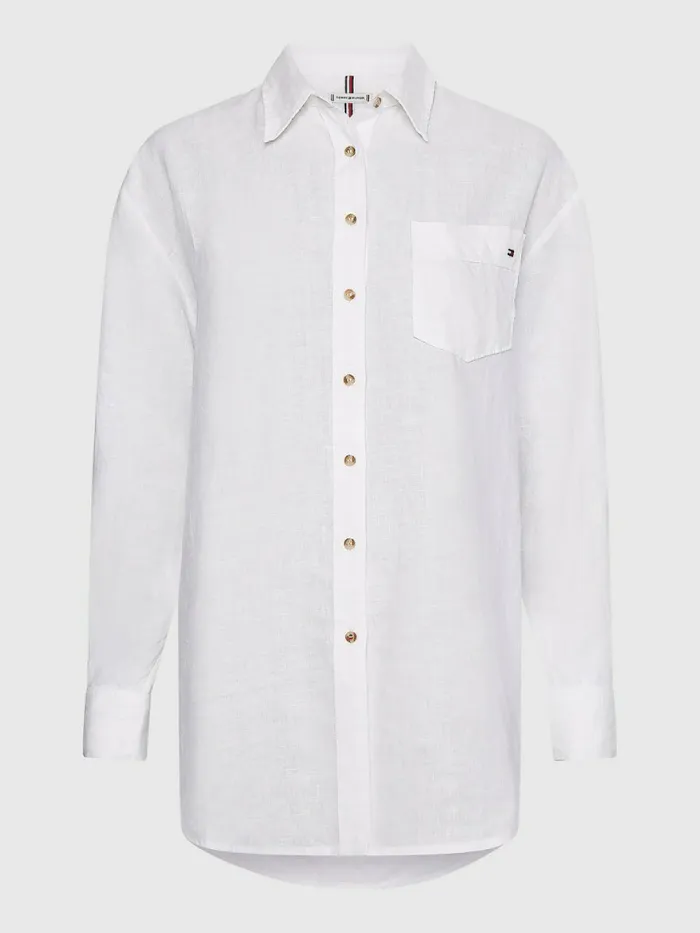 Tommy Hilfiger Linen Longline Relaxed Fit Shirt Th Optic White Womens Shirts and Blouses Popular Tommy Hilfiger Linen Longline Relaxed Fit Shirt Th Optic White Womens Shirts and Blouses Popular