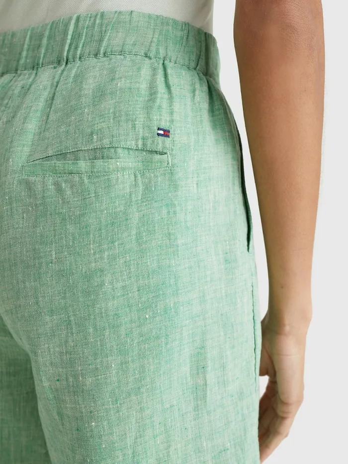 Tommy Hilfiger Linen Pleated PullOn Shorts Botanical Green Womens Shorts Fashion