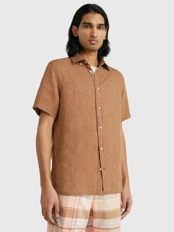 Tommy Hilfiger Linen Regular Fit Short Sleeve Shirt Desert Khaki Mens Tracksuits Gift 4 You Tommy Hilfiger Linen Regular Fit Short Sleeve Shirt Desert Khaki Mens Tracksuits Gift 4 You