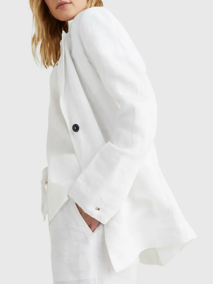 Tommy Hilfiger Linen Relaxed Fit Blazer White Womens Blazers