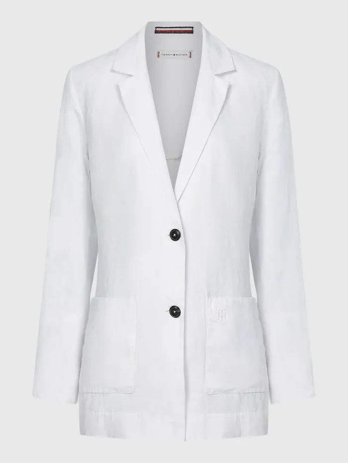 Tommy Hilfiger Linen Relaxed Fit Blazer White Womens Blazers