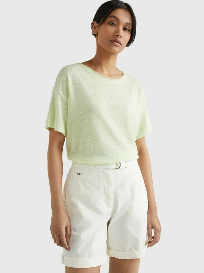 Tommy Hilfiger Linen Relaxed Fit TShirt Frosted Citrus Womens TShirts For Sale Tommy Hilfiger Linen Relaxed Fit TShirt Frosted Citrus Womens TShirts For Sale