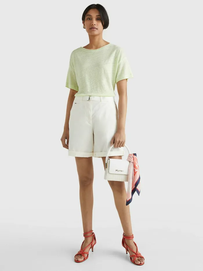 Tommy Hilfiger Linen Relaxed Fit TShirt Frosted Citrus Womens TShirts For Sale