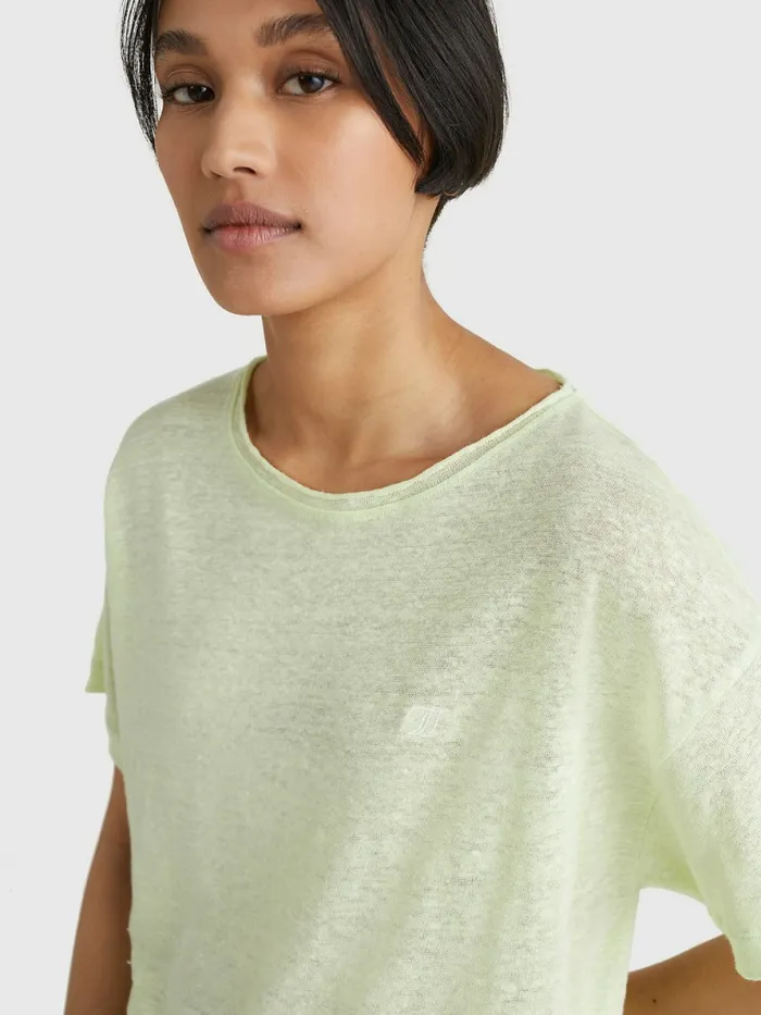 Tommy Hilfiger Linen Relaxed Fit TShirt Frosted Citrus Womens TShirts For Sale