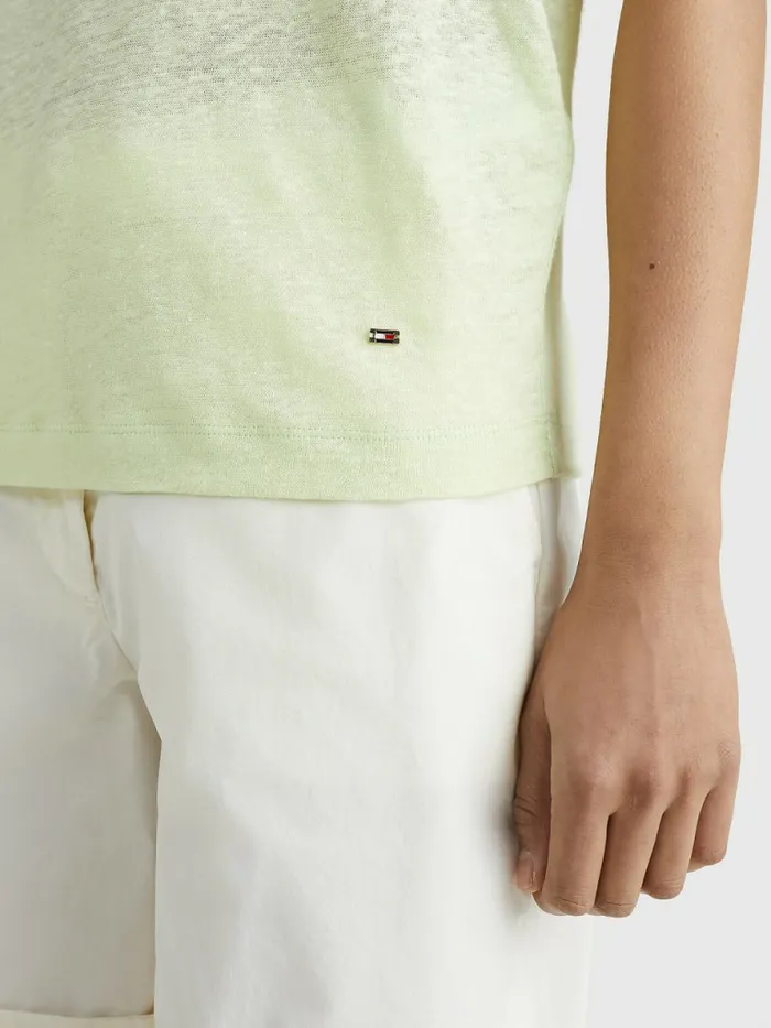 Tommy Hilfiger Linen Relaxed Fit TShirt Frosted Citrus Womens TShirts For Sale