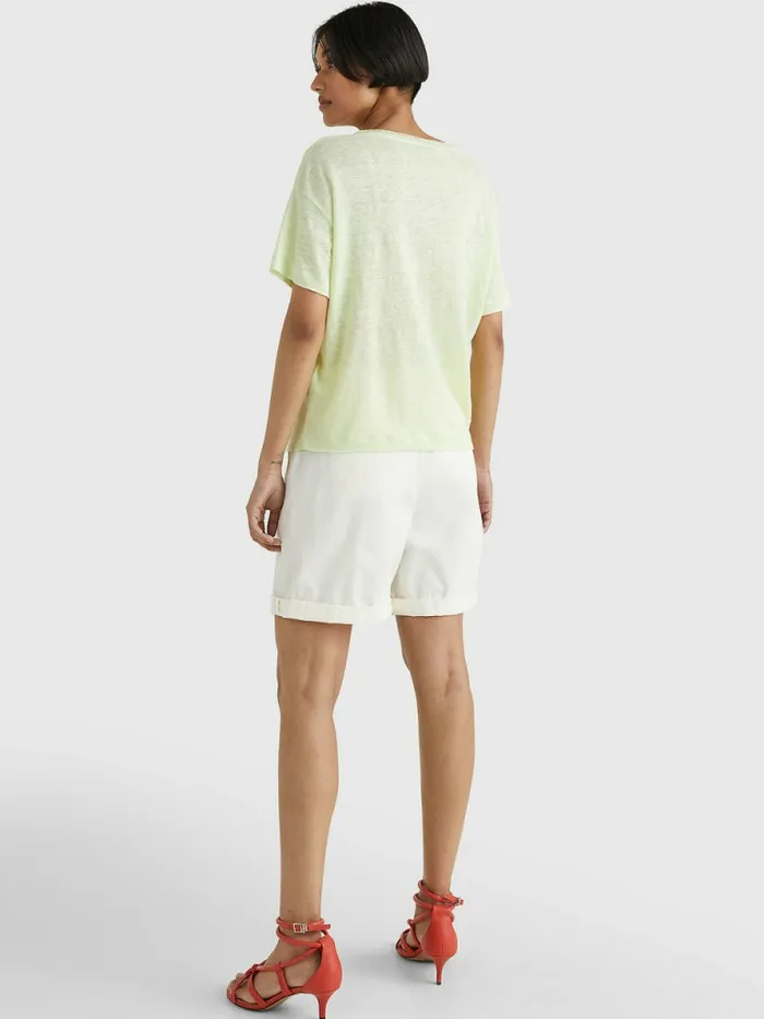 Tommy Hilfiger Linen Relaxed Fit TShirt Frosted Citrus Womens TShirts For Sale