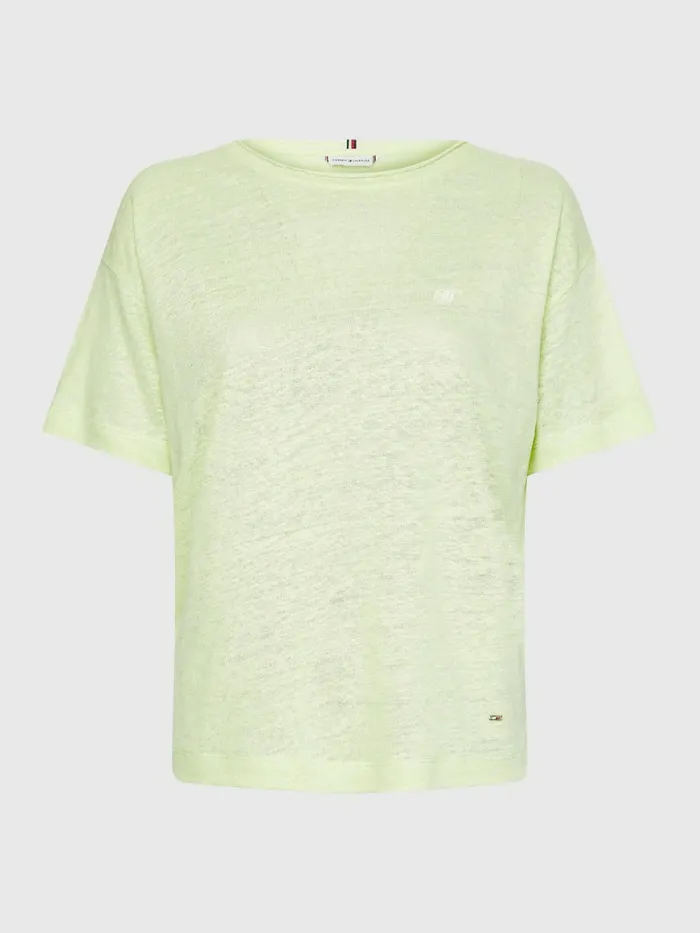 Tommy Hilfiger Linen Relaxed Fit TShirt Frosted Citrus Womens TShirts For Sale