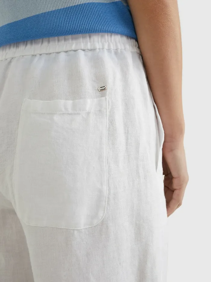 Tommy Hilfiger Linen Wide Leg AnkleLength Trousers White Womens CoOrds