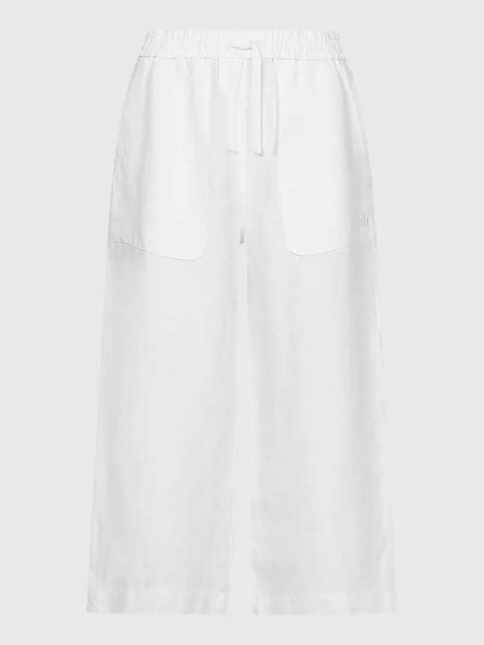 Tommy Hilfiger Linen Wide Leg AnkleLength Trousers White Womens CoOrds