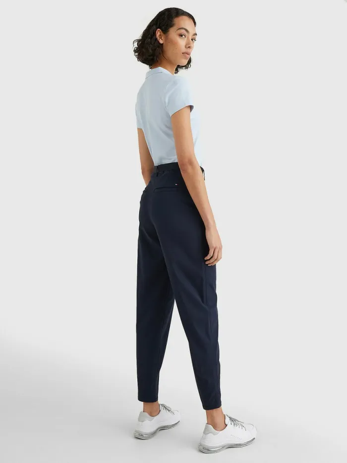 Tommy Hilfiger Logo Belt Tapered Regular Fit Chinos Desert Sky Womens Trousers