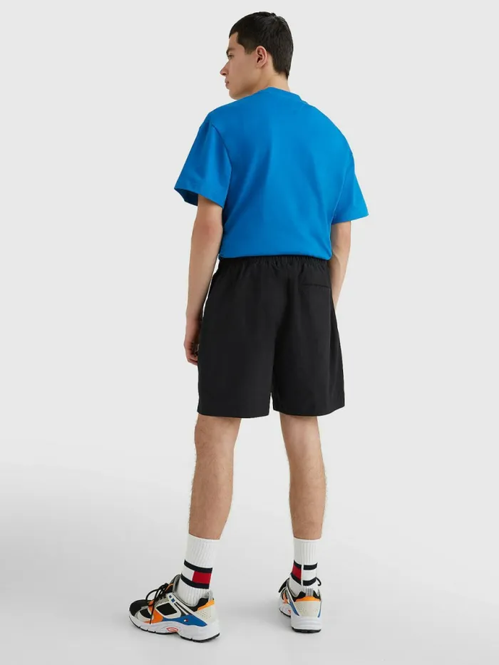 Tommy Hilfiger Logo Belted Beach Shorts Black Mens Shorts Online