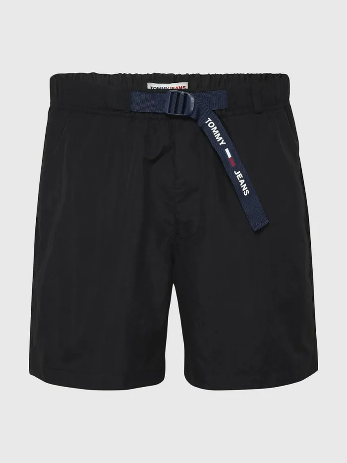 Tommy Hilfiger Logo Belted Beach Shorts Black Mens Shorts Online