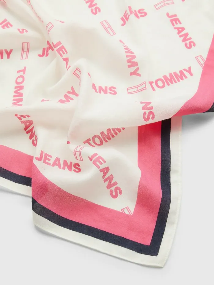 Tommy Hilfiger Logo Dobby Bandana Pink Mix Womens Hats and Scarves Gift Ideas