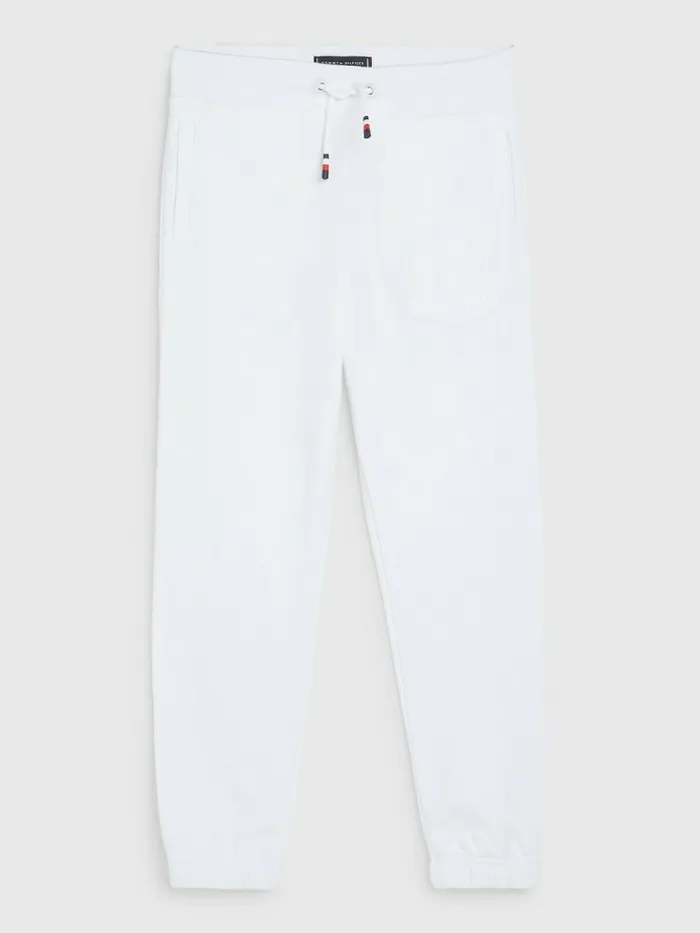 Tommy Hilfiger Logo Drawstring Joggers White Boys Trousers and Shorts On Sale Tommy Hilfiger Logo Drawstring Joggers White Boys Trousers and Shorts On Sale