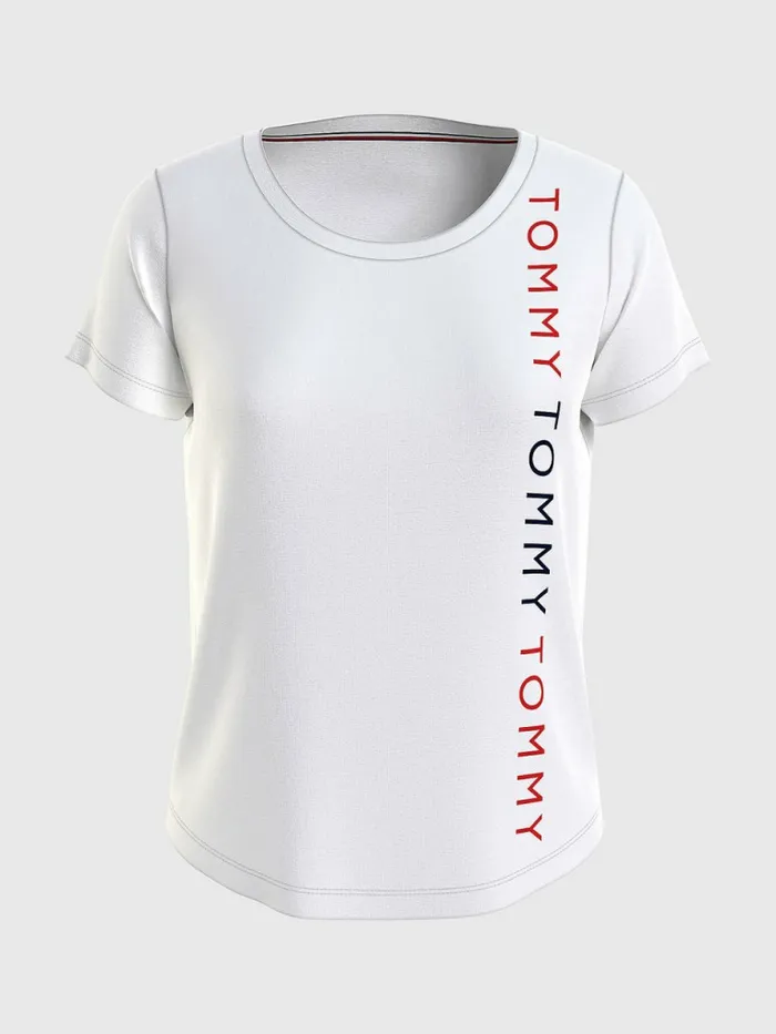 Tommy Hilfiger Logo Embroidery Crew Neck TShirt White Womens TShirts Gift for Friend Tommy Hilfiger Logo Embroidery Crew Neck TShirt White Womens TShirts Gift for Friend