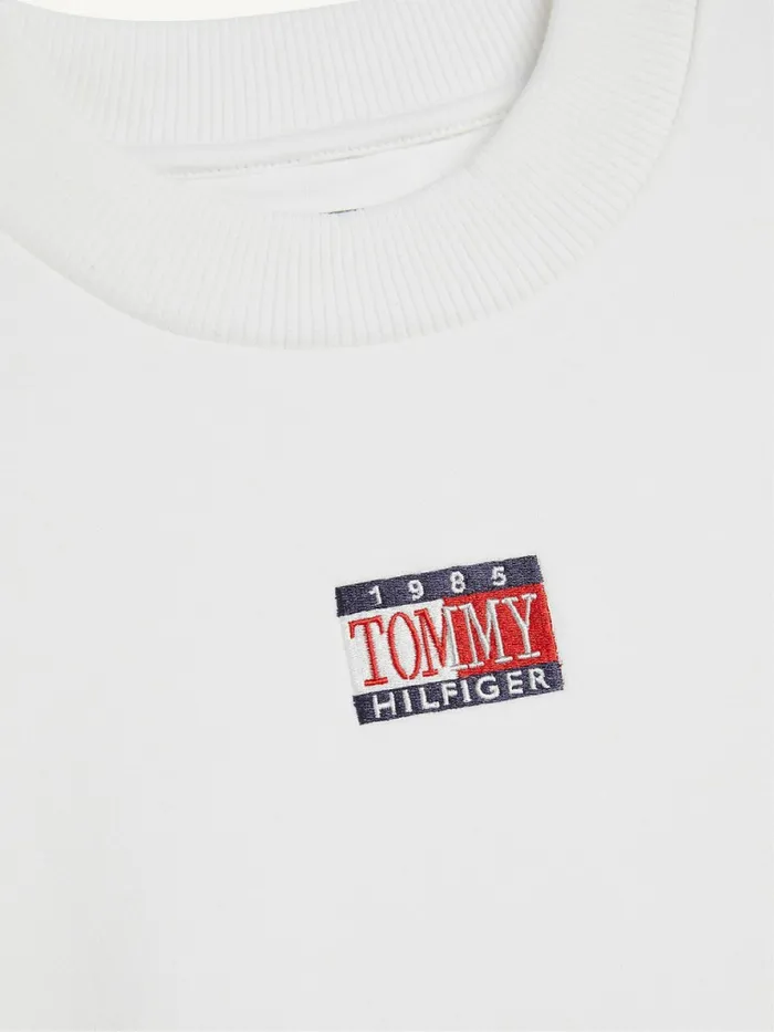 Tommy Hilfiger Logo Embroidery Cropped Sweatshirt White Girls Sweatshirts and Hoodies Gift 4 You