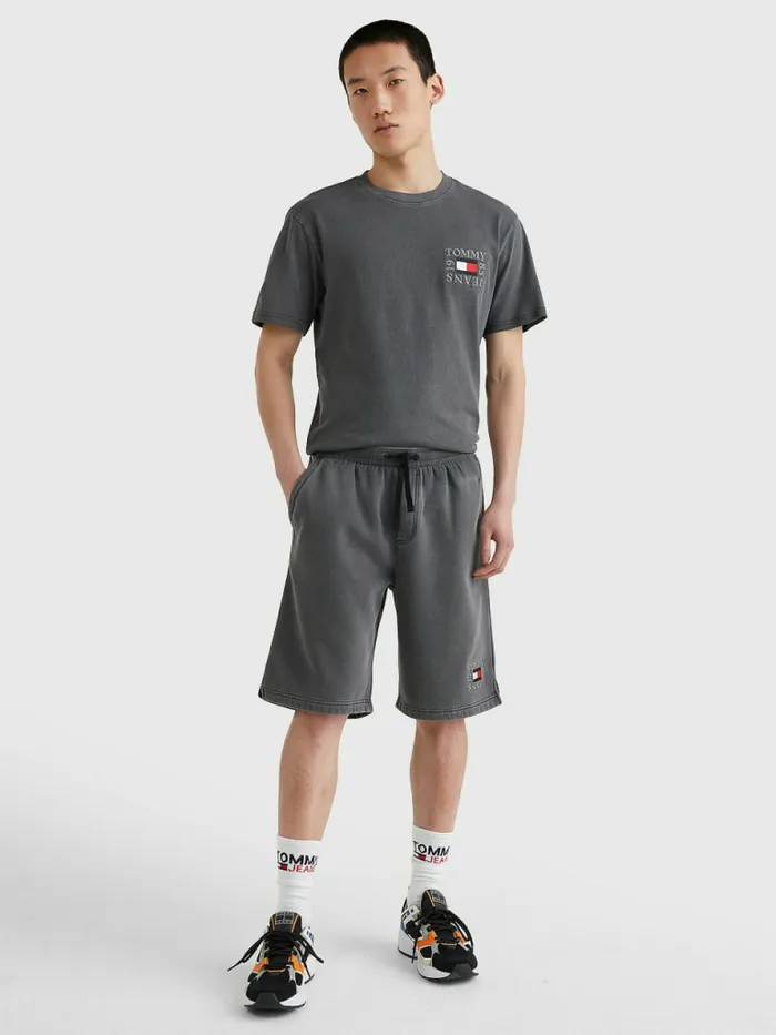 Tommy Hilfiger Logo Embroidery Fleece Basketball Shorts Black Mens Shorts Gift for Friend