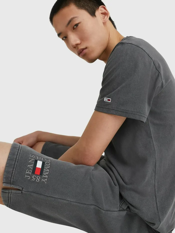 Tommy Hilfiger Logo Embroidery Fleece Basketball Shorts Black Mens Shorts Gift for Friend