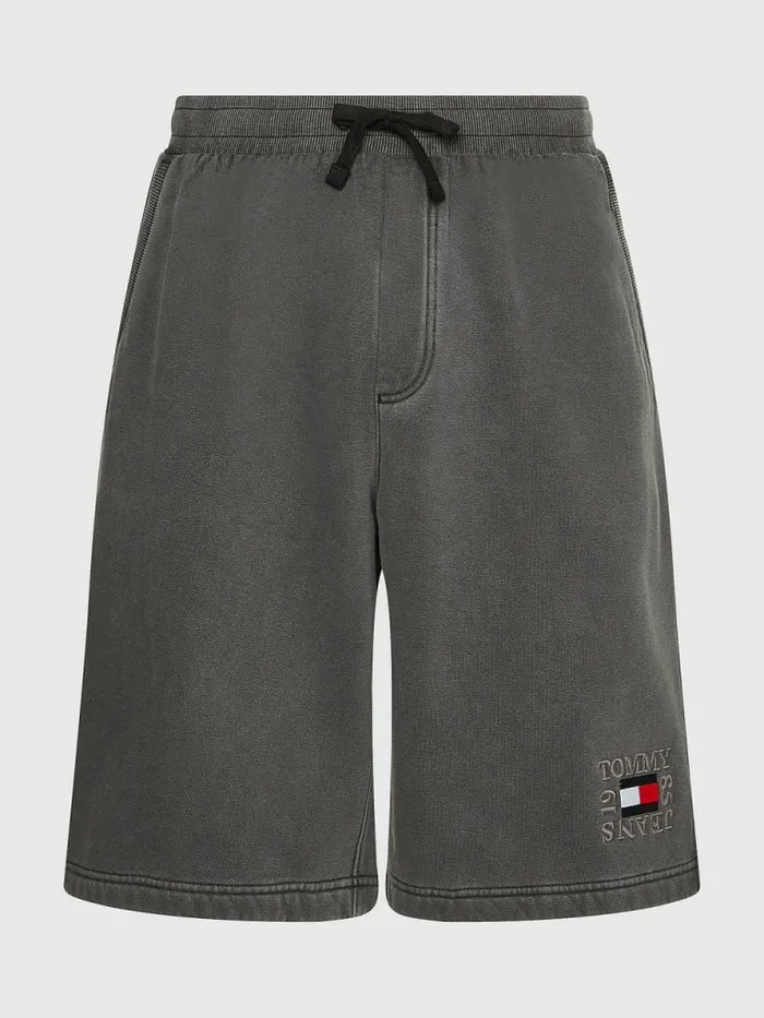 Tommy Hilfiger Logo Embroidery Fleece Basketball Shorts Black Mens Shorts Gift for Friend