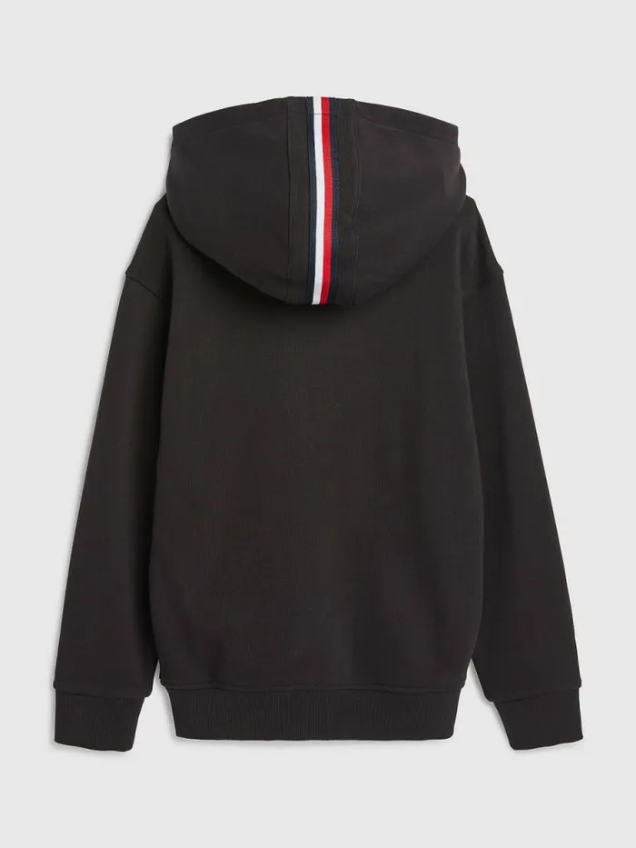 Tommy Hilfiger Logo Embroidery Hoody Black Girls Sweatshirts and Hoodies Sale
