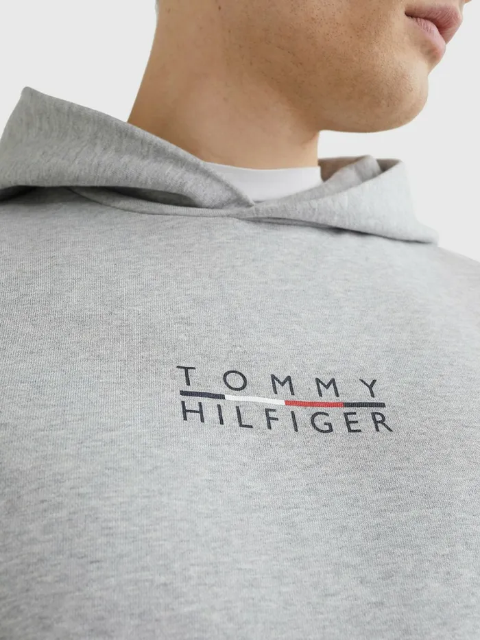 Tommy Hilfiger Logo Embroidery Hoody Light Grey Heather Mens Sweatshirts and Hoodies Gift 4 You