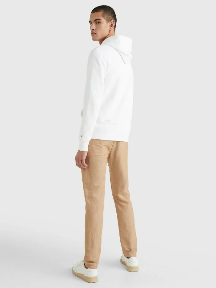 Tommy Hilfiger Logo Embroidery Hoody White Mens Sweatshirts and Hoodies Near Me