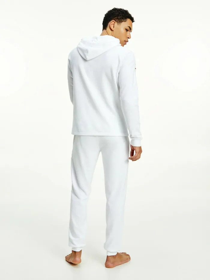 Tommy Hilfiger Logo Embroidery Joggers White Mens Loungewear and Nightwear