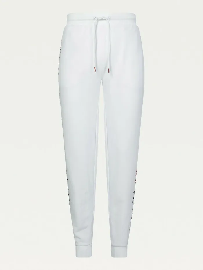 Tommy Hilfiger Logo Embroidery Joggers White Mens Loungewear and Nightwear