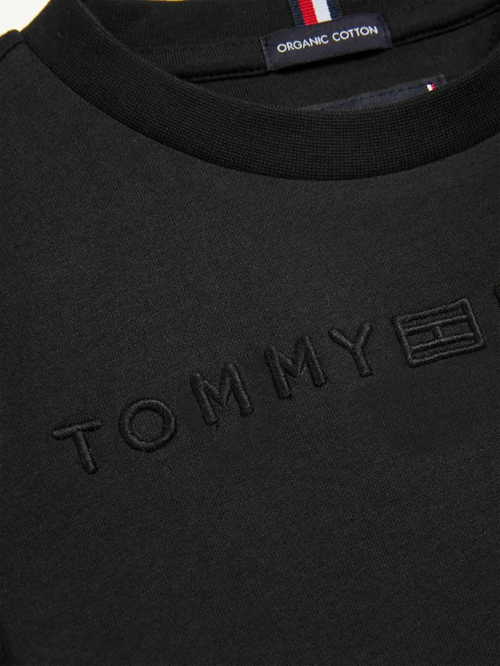 Tommy Hilfiger Logo Embroidery Organic Cotton TShirt Black Boys TShirts and Polos Popular