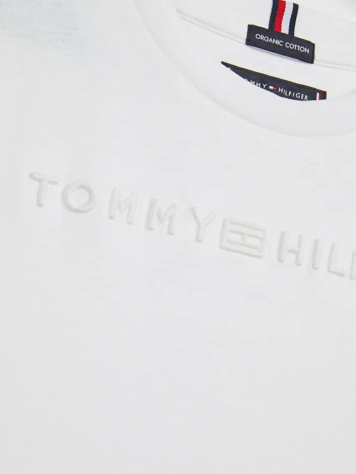 Tommy Hilfiger Logo Embroidery Organic Cotton TShirt White Boys TShirts and Polos Gift Ideas