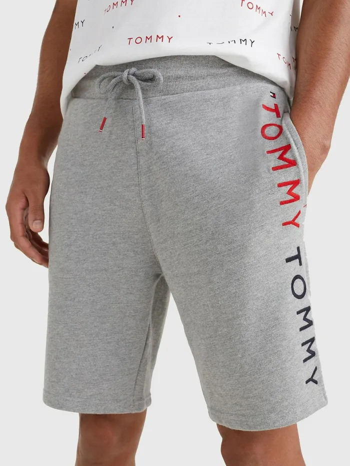 Tommy Hilfiger Logo Embroidery Shorts Medium Grey Heather Mens Loungewear and Nightwear Casaul Tommy Hilfiger Logo Embroidery Shorts Medium Grey Heather Mens Loungewear and Nightwear Casaul