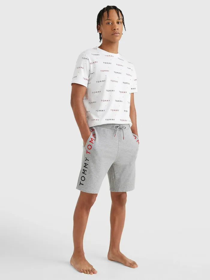Tommy Hilfiger Logo Embroidery Shorts Medium Grey Heather Mens Loungewear and Nightwear Casaul