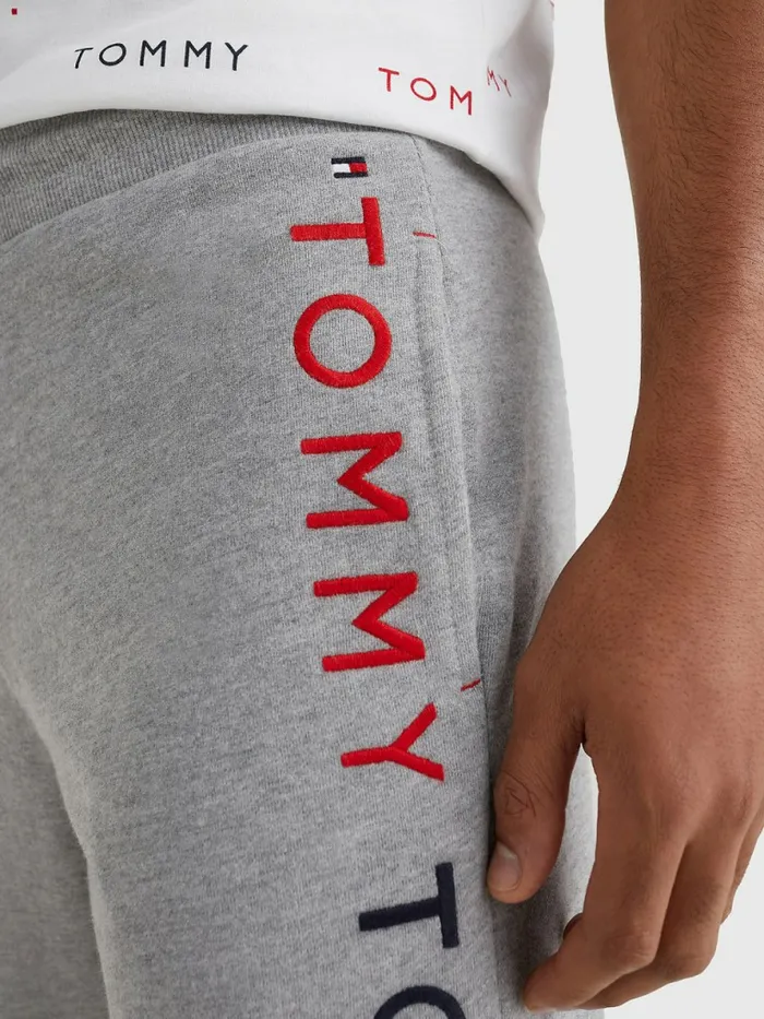 Tommy Hilfiger Logo Embroidery Shorts Medium Grey Heather Mens Loungewear and Nightwear Casaul