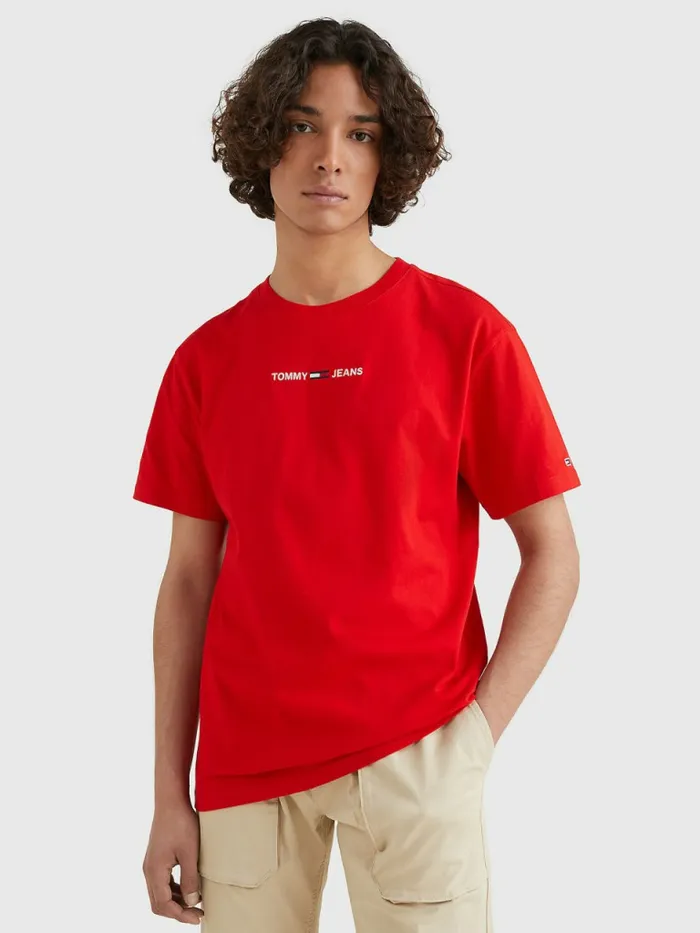Tommy Hilfiger Logo Flag Patch TShirt Deep Crimson Mens TShirts For Sale