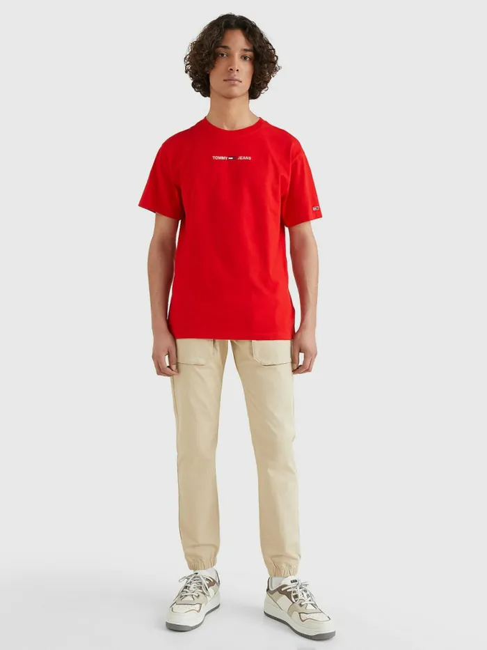 Tommy Hilfiger Logo Flag Patch TShirt Deep Crimson Mens TShirts For Sale