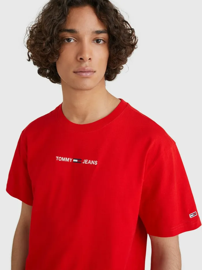 Tommy Hilfiger Logo Flag Patch TShirt Deep Crimson Mens TShirts For Sale