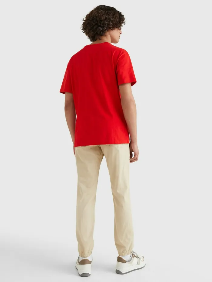 Tommy Hilfiger Logo Flag Patch TShirt Deep Crimson Mens TShirts For Sale